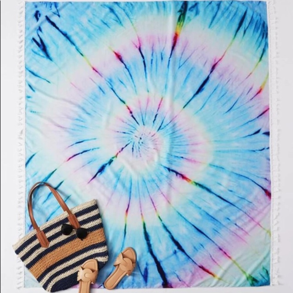 ☀️Tie Dye Tassel Trim Beach Blanket